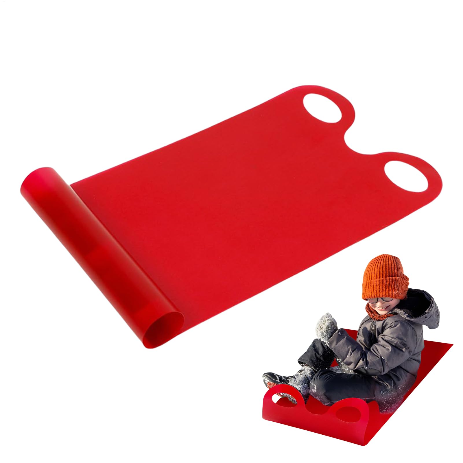 Luge à neige à roulettes, toboggan à neige robuste avec poignées renforcées, légère et stable, équipement de loisirs d'extérieur pour enfants et adultes