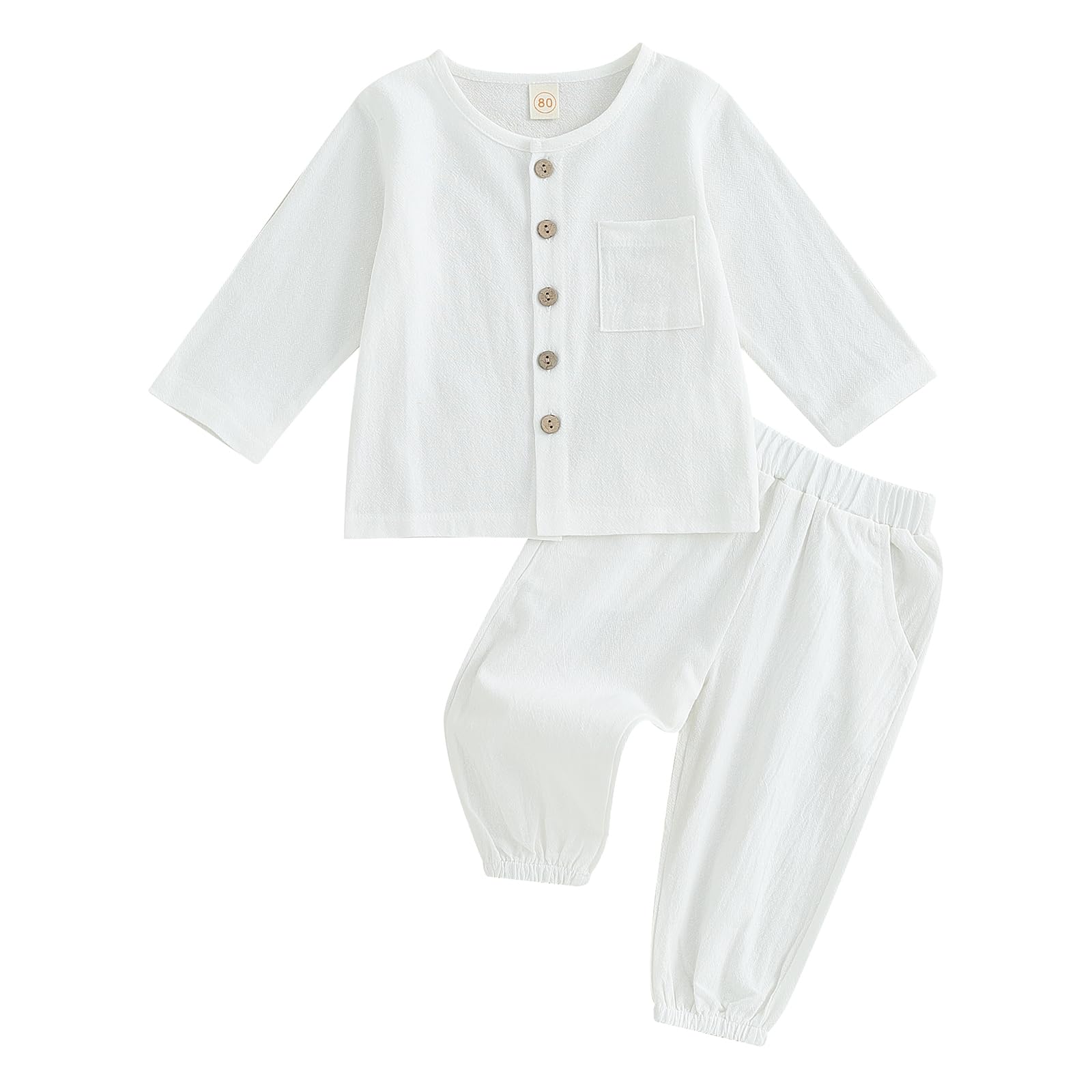 Toddler Baby Boy Clothes Set 6 12 18 24 Months 2T 3T 4T Cotton Linen Solid Color Short Sleeve Button Down T-Shirt Tops and Shorts 2 Piece Summer Outfit Set