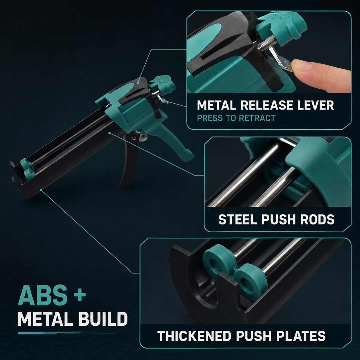 Pistola per Silicone, Applicatore di Malta Epossidica a Doppia Cartuccia | Telaio In Metallo, Aste Gemellate Ingranate, Manico Assistito da Leva e Sgancio Rapido per L'applicazione(red,Package D)