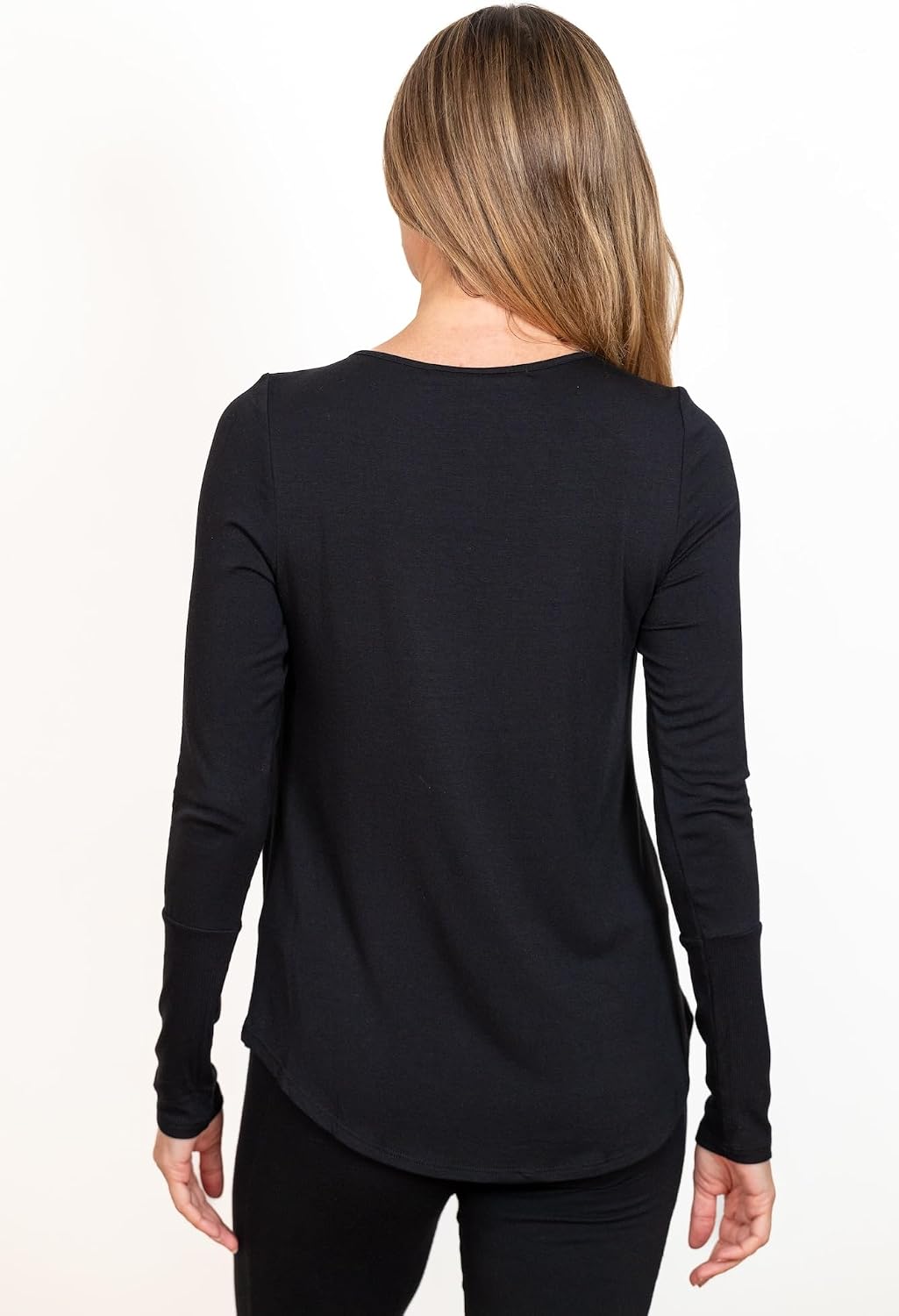 JJwinks Women's Full Moon Top - Long Sleeve Scoop Neck Loose Fitting Top with Built in Shelf for Braless Wear