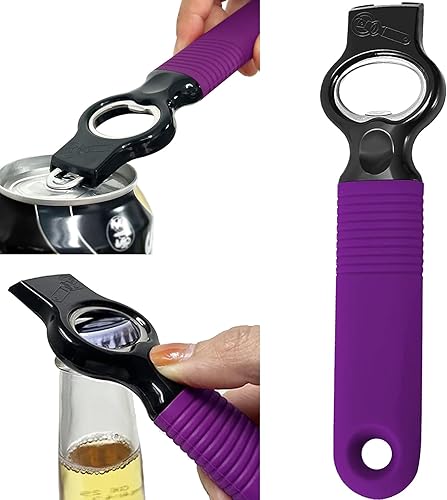 Miniatura 1 de DUNLAGUE Abrelatas de soda 2 en 1 y abrebotellas de cerveza, abrelatas para barman, uñas largas, mango de silicona de buen agarre para manos