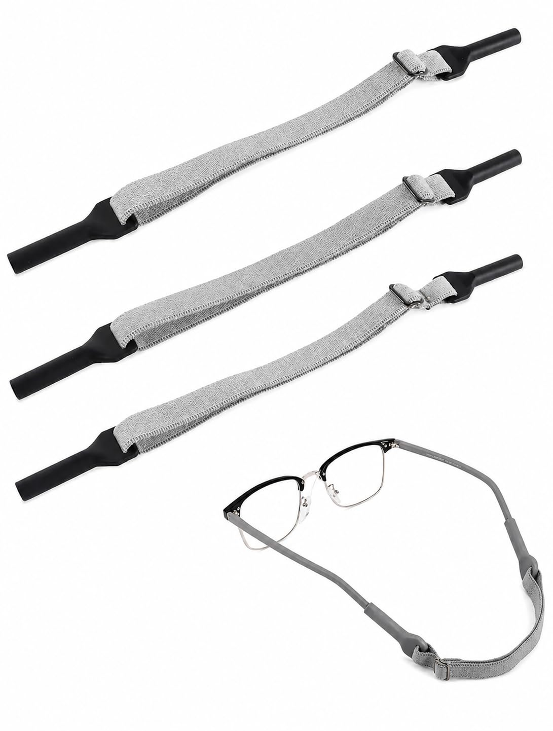 Spex point Glasses Strap Retainer, 3 Pack Adjustable Elastic Eyeglass Holder, Grey, For men and women kids-image-27