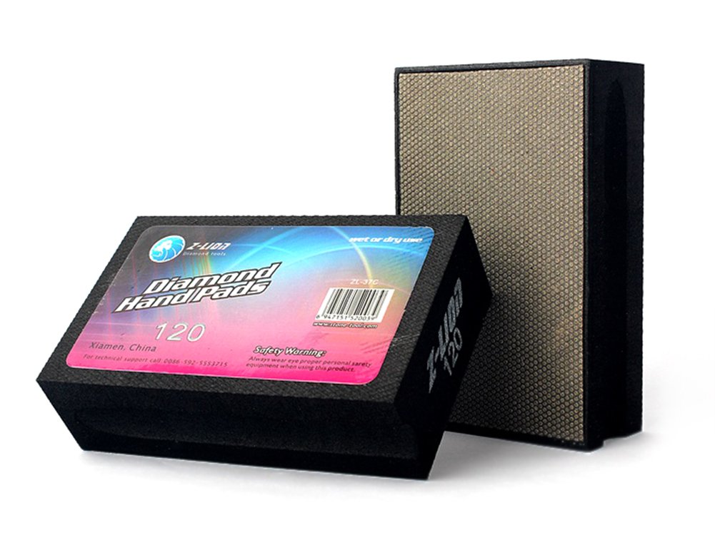 Z-Lion Diamond Hand Polishing Pads Electroplated Blocks Foam Backing for Tile Stone Marble Concrete Ceramics Granite Glass Wet Dry Grit 120