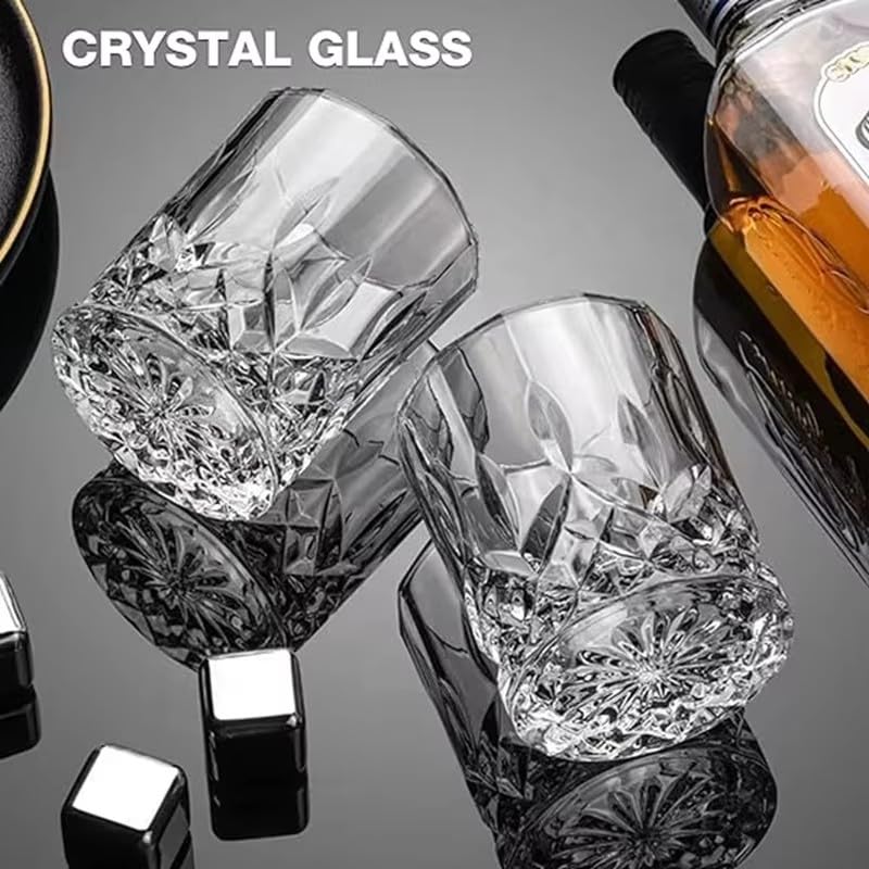Image of Premium Crystal Whiskey Glasses Set of 6 Large Lead-Free Crystal Glass Tasting Cups Scotch Glasses Tumblers for Drinking Irish Whisky Bourbon Tequila (Small Oxford, 6 * 7.8oz)