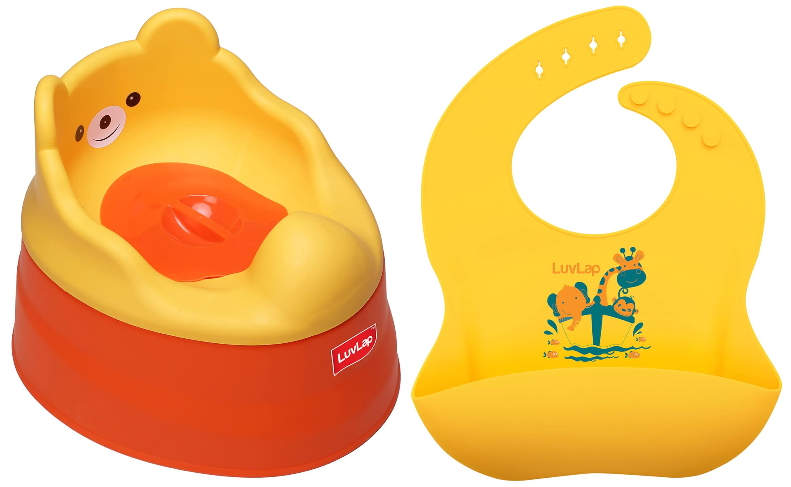 LuvLap Adaptable 2 in 1 Potty Training Seat for 1 + Year child(Orange & Yellow) & LuvLap Silicone Baby Bib for Feeding & Weaning Babies & Toddlers, (Yellow)-image-27