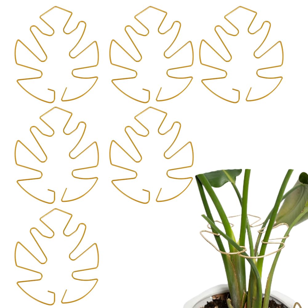 6Pcs Plant Grapple Holder Iron Plant Stem Support Stake Plants Stable Accessories Leaf Shape Durable Plants Support Stabilizer for Outdoor Indoor Growing Climbing Care 7.28x6.02x0.098 Inch