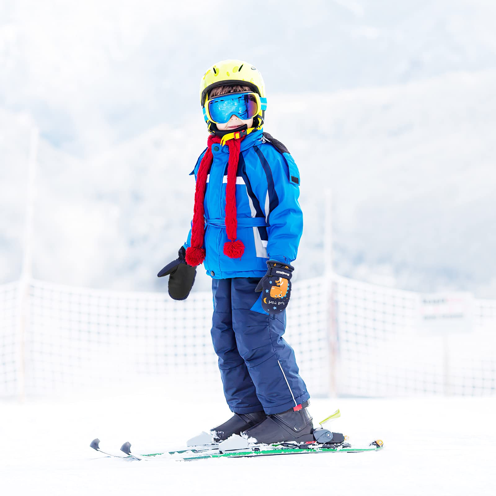 QKURT Kinderskihandschoenen, dikke warme winterhandschoenen, winddichte
