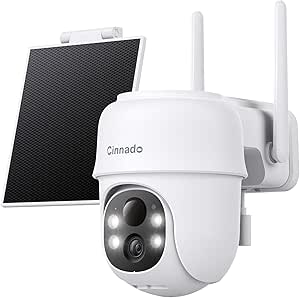Cinnado Wireless Solar WiFi Surveillance Camera - 2K Outdoor Surveillance Camera with Solar Panel, 2.4GHz Wi-Fi, Human Detection with AI, Smart Siren, IP65 Waterproof asin的图片