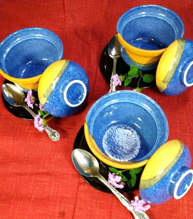 ディスプレイ 有田焼・多目的青御影風小鉢皿4組