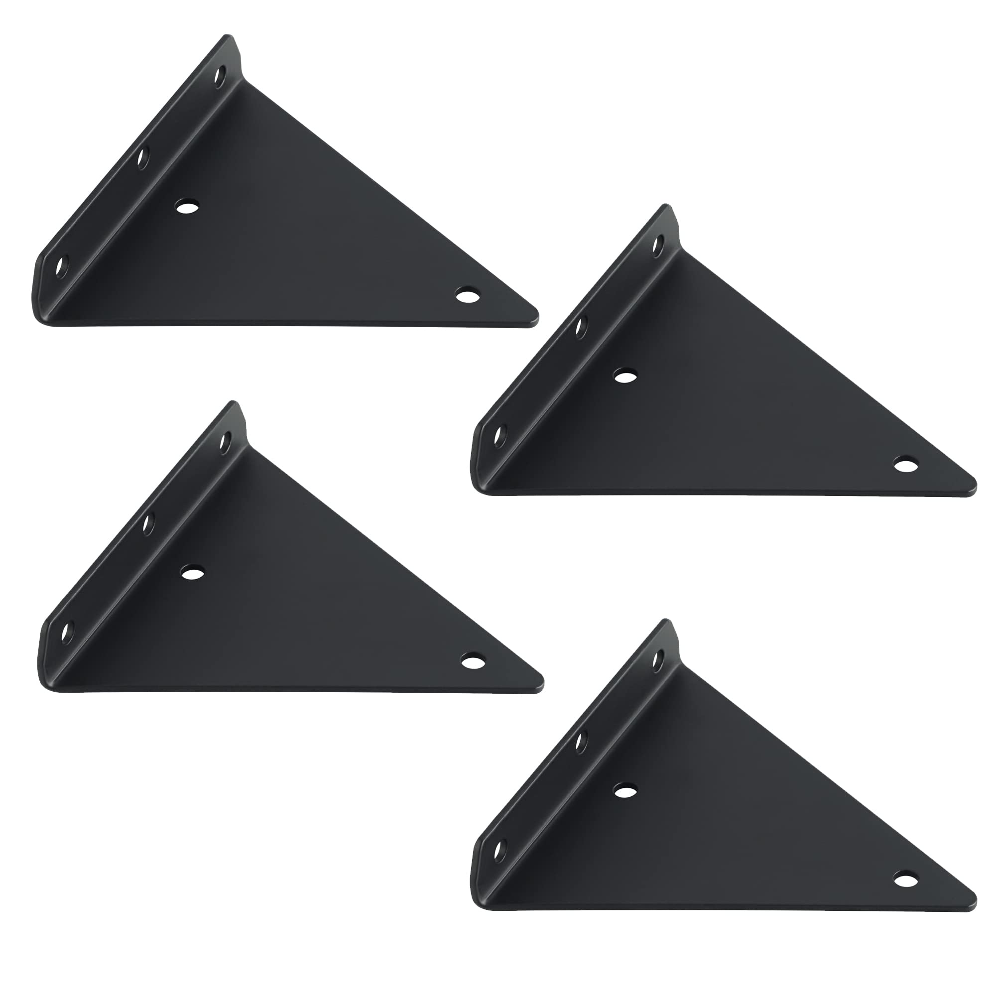4 Pcs Shelf Bracket 6 Inch Triangle Shelf Brackets for Shelves, Heavy Duty Floating Shelf Brackets, Hidden Shelves Support, Black Finished, JS13X14B-4P