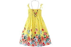 Trendy Summer Dress for Little Girls Size 6-7: Boho Rainbow Floral Sundress
