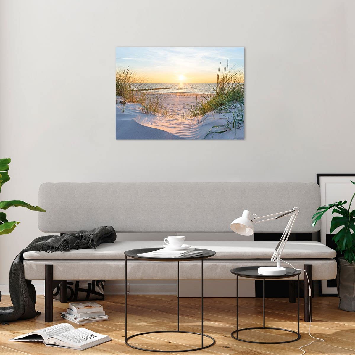 Bilder auf Glas 70x50cm Wandbild Glasdruck Landschaften Maritim - 3989 | Düne Strand Meer Klein Modern Dekoration Wohnzimmer Schlafzimmer Küche Wanddeko Kunstdruck Art Wall Decor ARTTOR