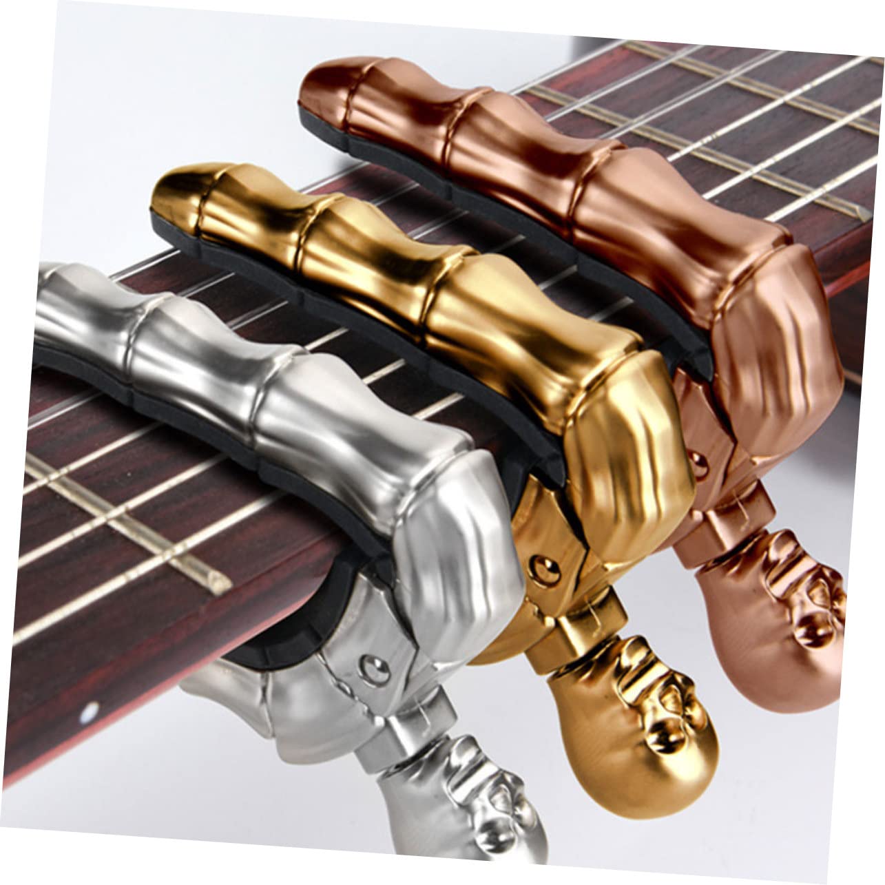 Toyvian Kapodaster gitarowy, kapodaster do gitary elektrycznej, tuner basowy, do gitary, stroik ukulele, ukulele, głowa, guzik, klucz strojenia, przycisk basowy, stop