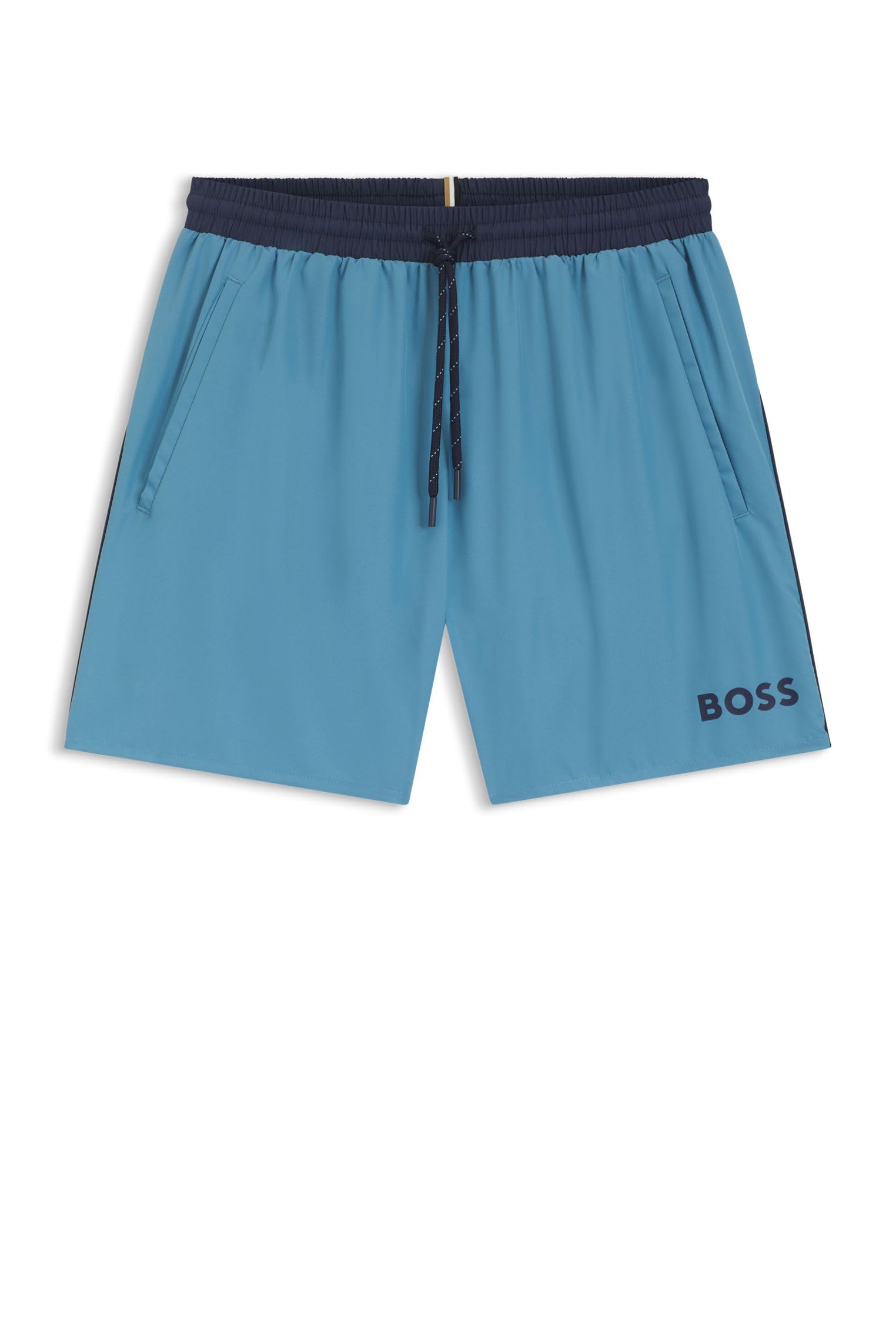 BOSS Mens Starfish Contrast-Logo Swim Shorts with Full Lining