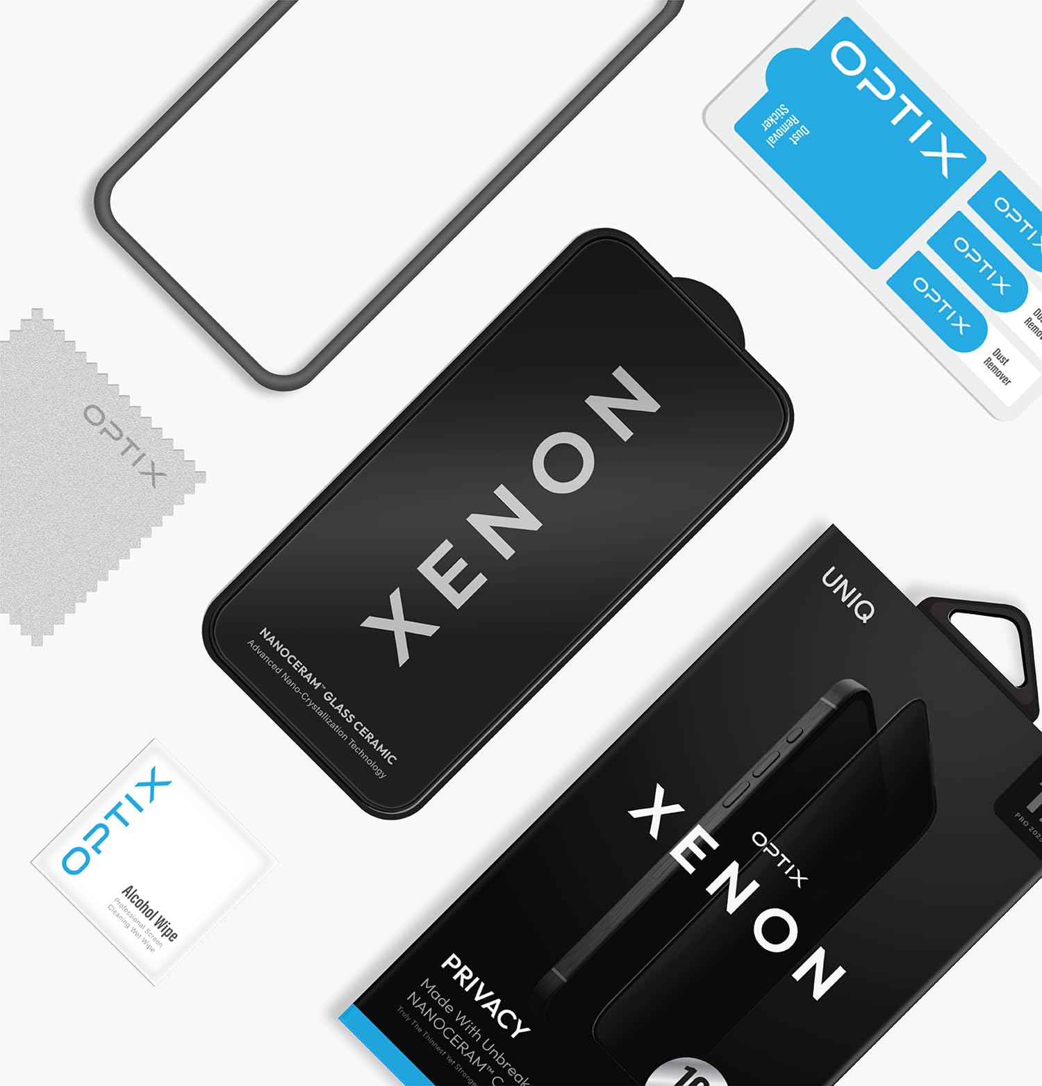 UNIQ OPTIX XENON - Pellicola protettiva in vetro temperato per iPhone 17 Pro Max (2025 PRIVACY) 6.9
