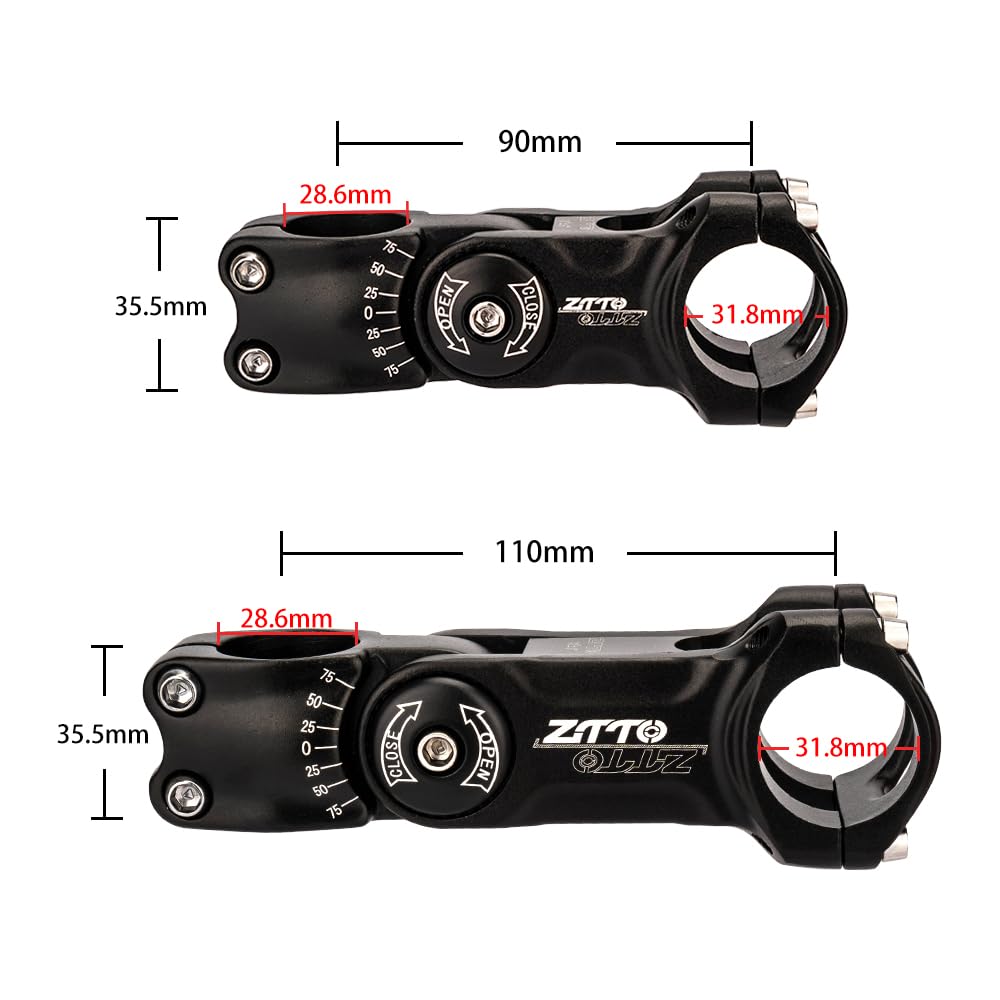 Potencia MTB Vástago de Bicicleta eléctrica MTB Ajustable 70 Elevador 90mm 110mm * 31,8mm vástago de Manillar Potencia Bicicleta Carretera