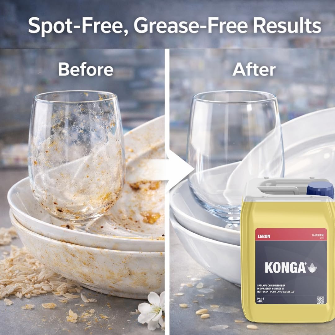 Konga Clean Dish - Detergente liquido per lavastoviglie commerciali con dosaggio automatico (5 litri)