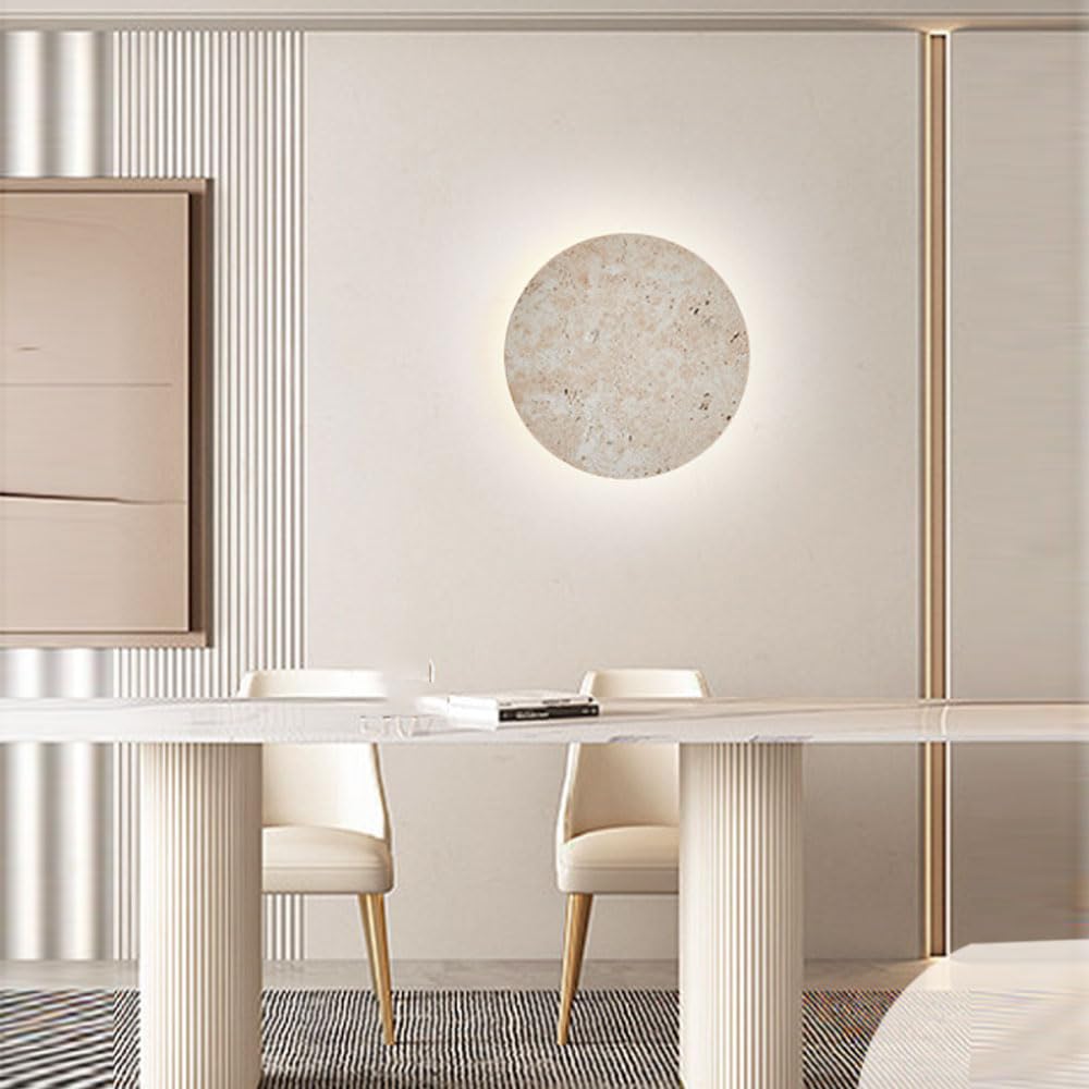 Lampada Da Parete In Travertino Giallo Con Sorgente Luminosa