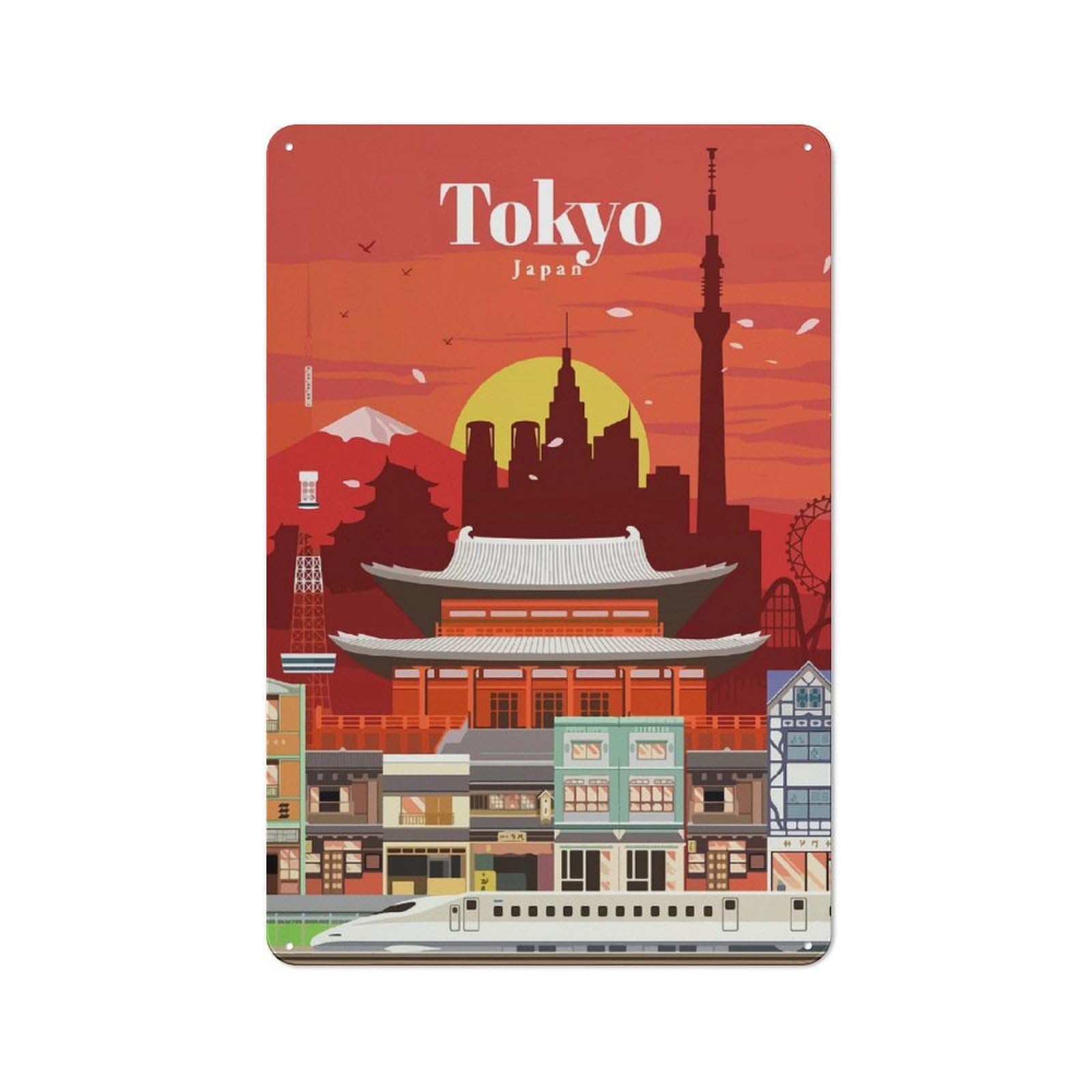 Junmoney Travel To Tokyo Classic Metal Sign 30X20cm Featuring Bar Wall Plaque For Diner, Restaurant, Shed Or Kitchen