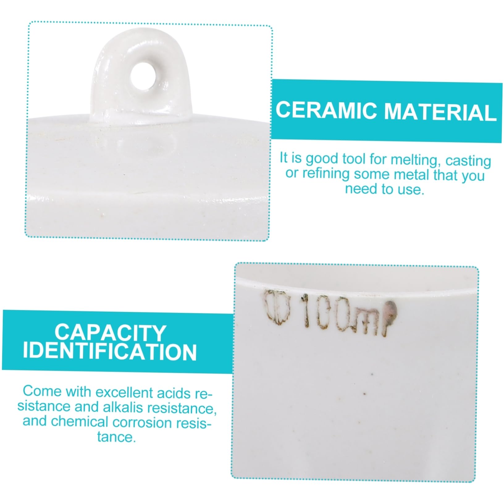 Creuset en Céramique avec Couvercle, 100ml, Lot de 4, Blanc