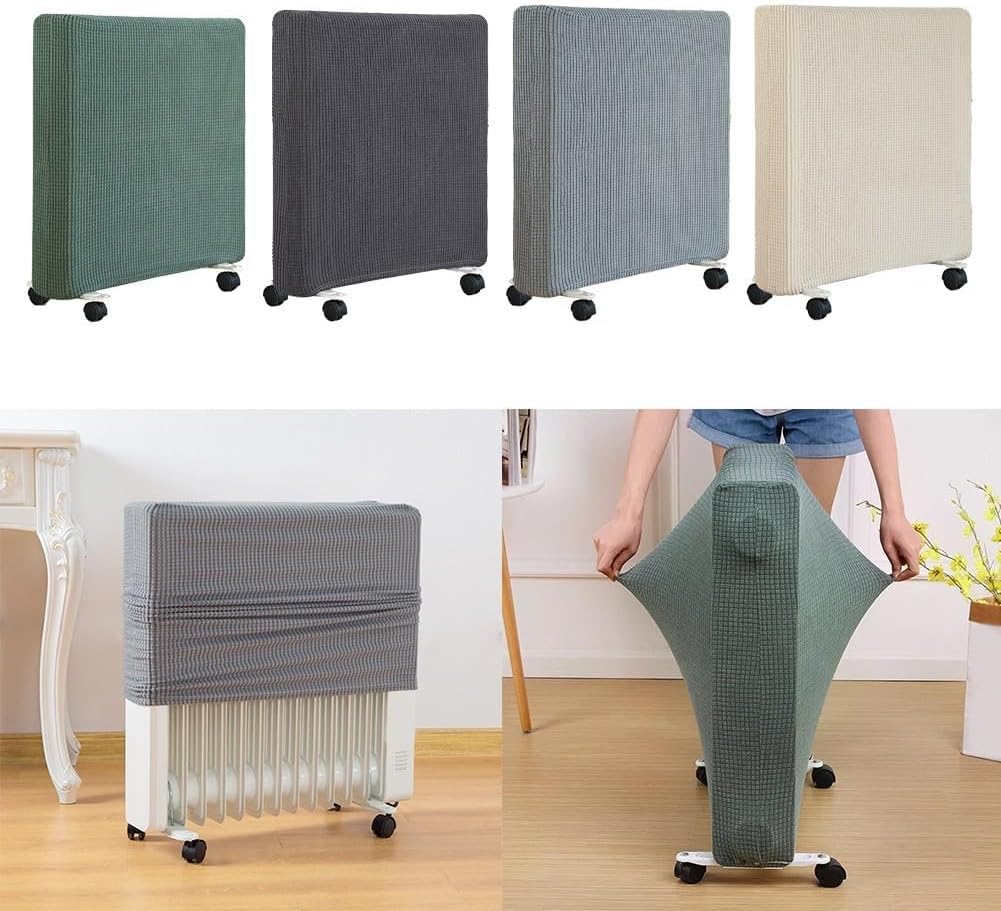 Copertura antipolvere per riscaldatori elettrici e a olio, poliestere elastico, traspirante, con cavo di sicurezza (beige S)