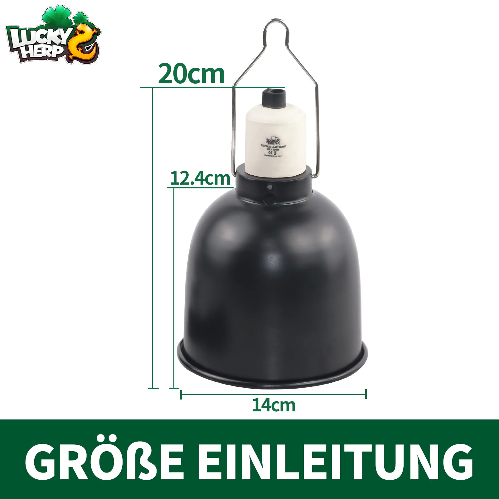 LUCKY HERP 14cm Reptilien Terrarium Dome Lampen, E27 Aluminium Reflektorlampe für Wärmelampe, 100W Terrarium Lampe UVB für Schildkröte, Bartagame, Huhn, Hund