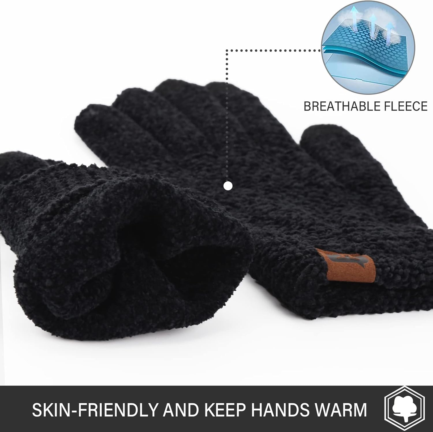 FZ FANTASTIC ZONE Womens Winter Touchscreen Gloves for Cold Weather, Chenille Warm Knit Gloves - Image 4