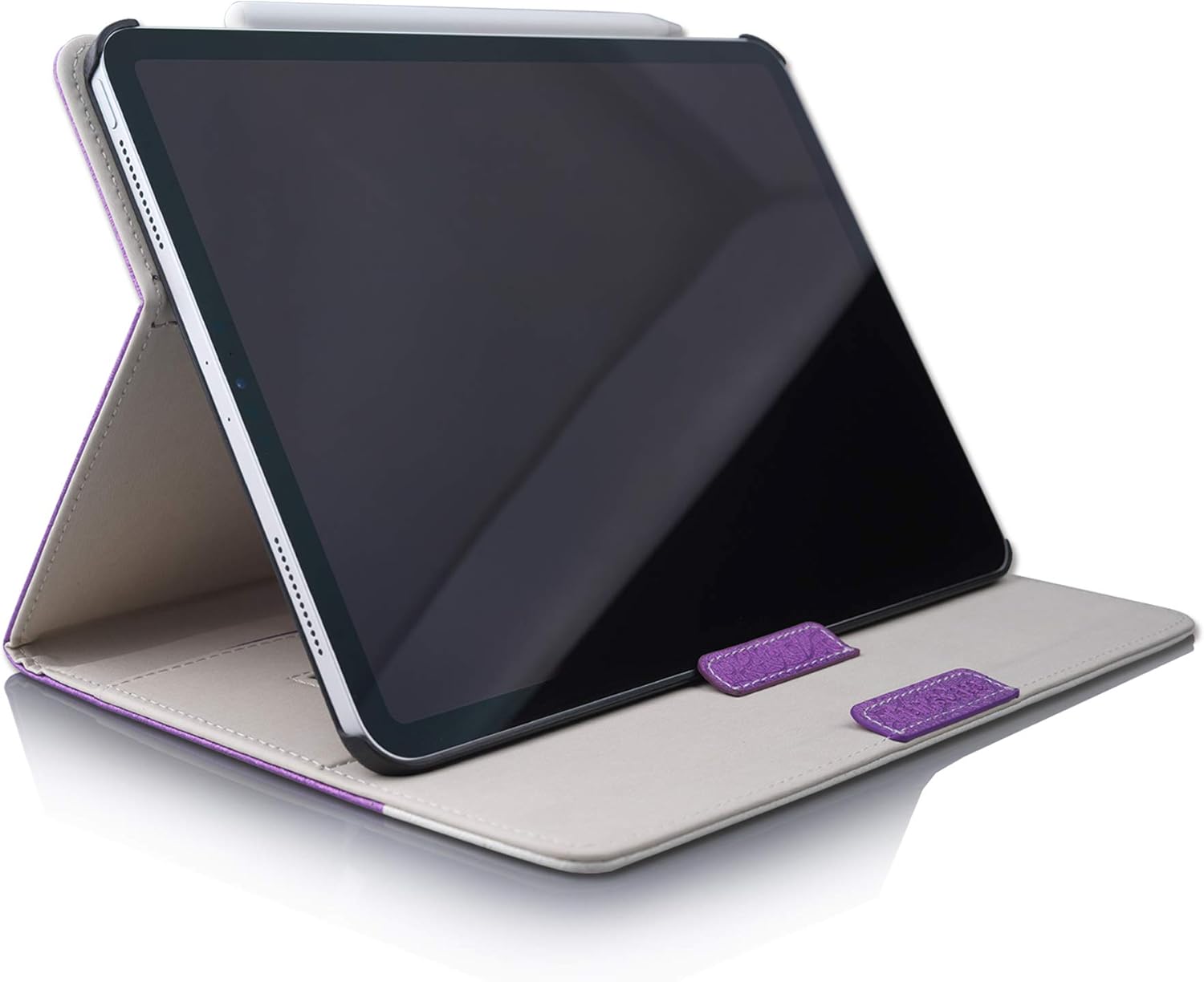 Bеѕt Dеаl Prоduсt Thankscase Compatible for iPad Pro 12.9 2020/2018, Rotating Smart Case for iPad Pro 12.9 3rd / 4th Gen with Elastic Pencil Holding Ring, Wallet Pocket, Hand Strap (Victorian Purple)