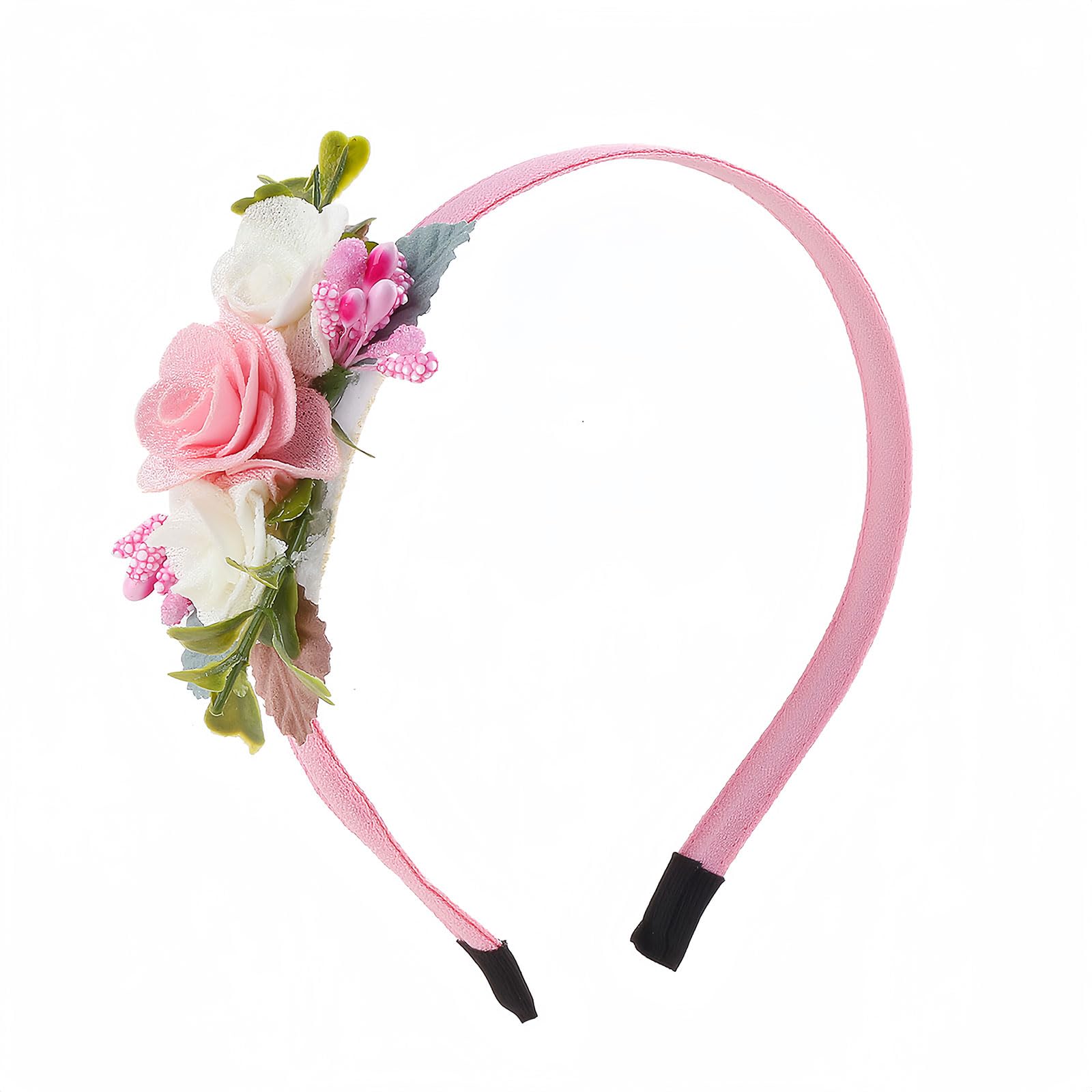 PINK Floral Embroidered Headband - Pink and Green NWT Luxury Handmade Headbands for Women, Jeweled Knotted Headbands main image 2