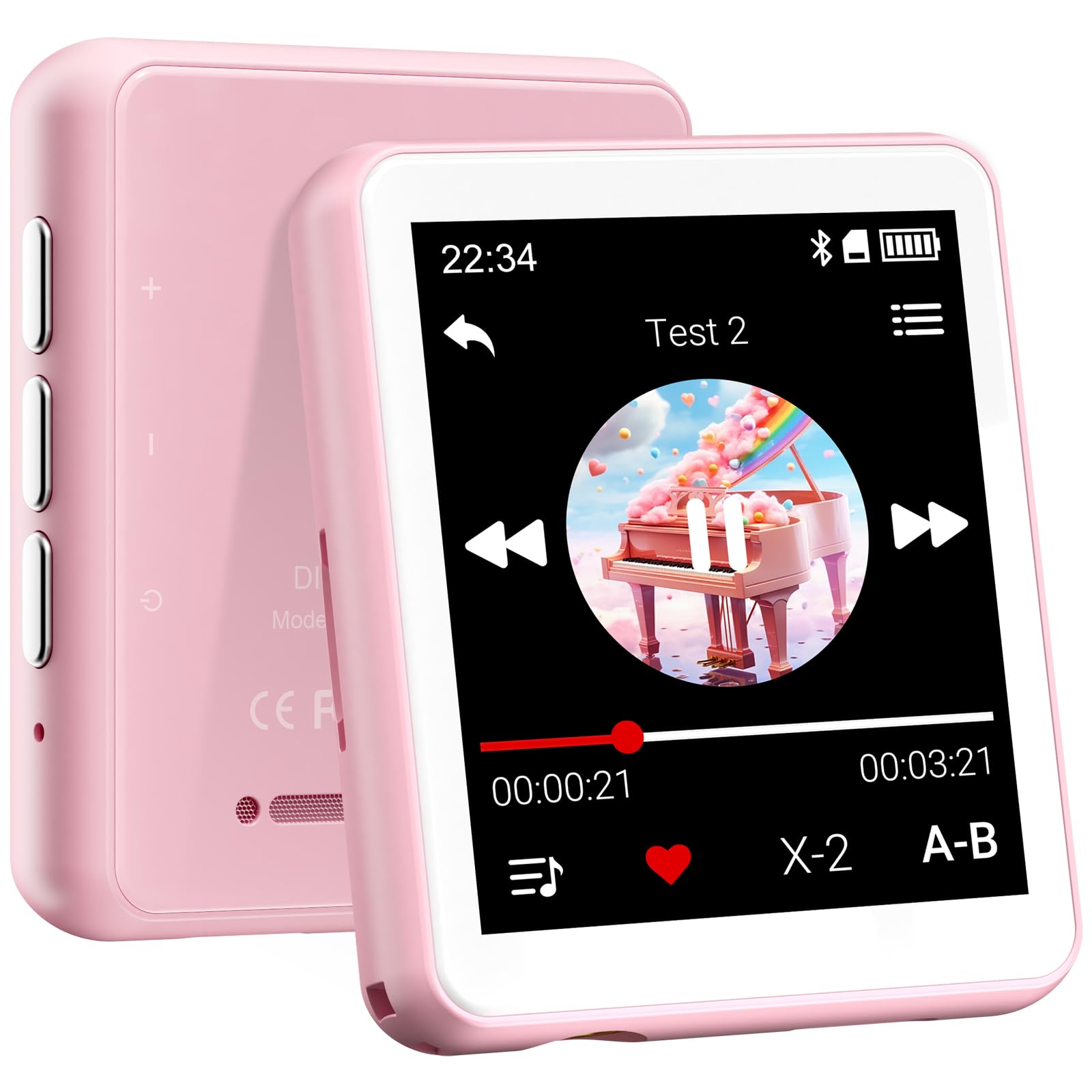 128GB Lettore MP3 con Bluetooth, Oilsky 1,8'' Mini Touchscreen MP3, Altoparlanti Incorporati e Radio FM, Lettore Musicale Perfetto per Bambini e Sport (Rosa)