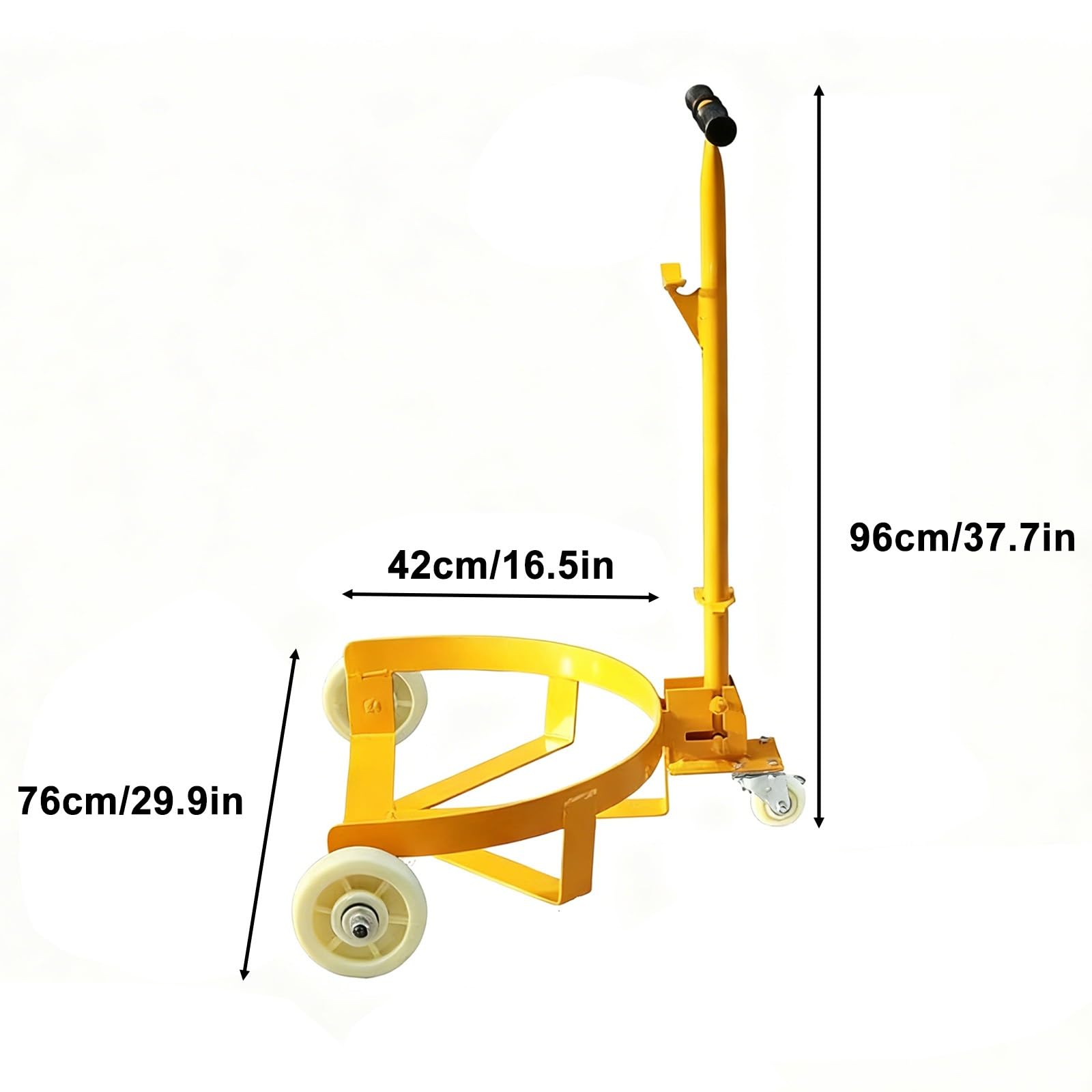 Carrello per fusti da 55 galloni, con Maniglia di trazione ergonomica, Fusto a Basso Profilo, Ideale per fabbriche e officine (Ruote in Nylon)