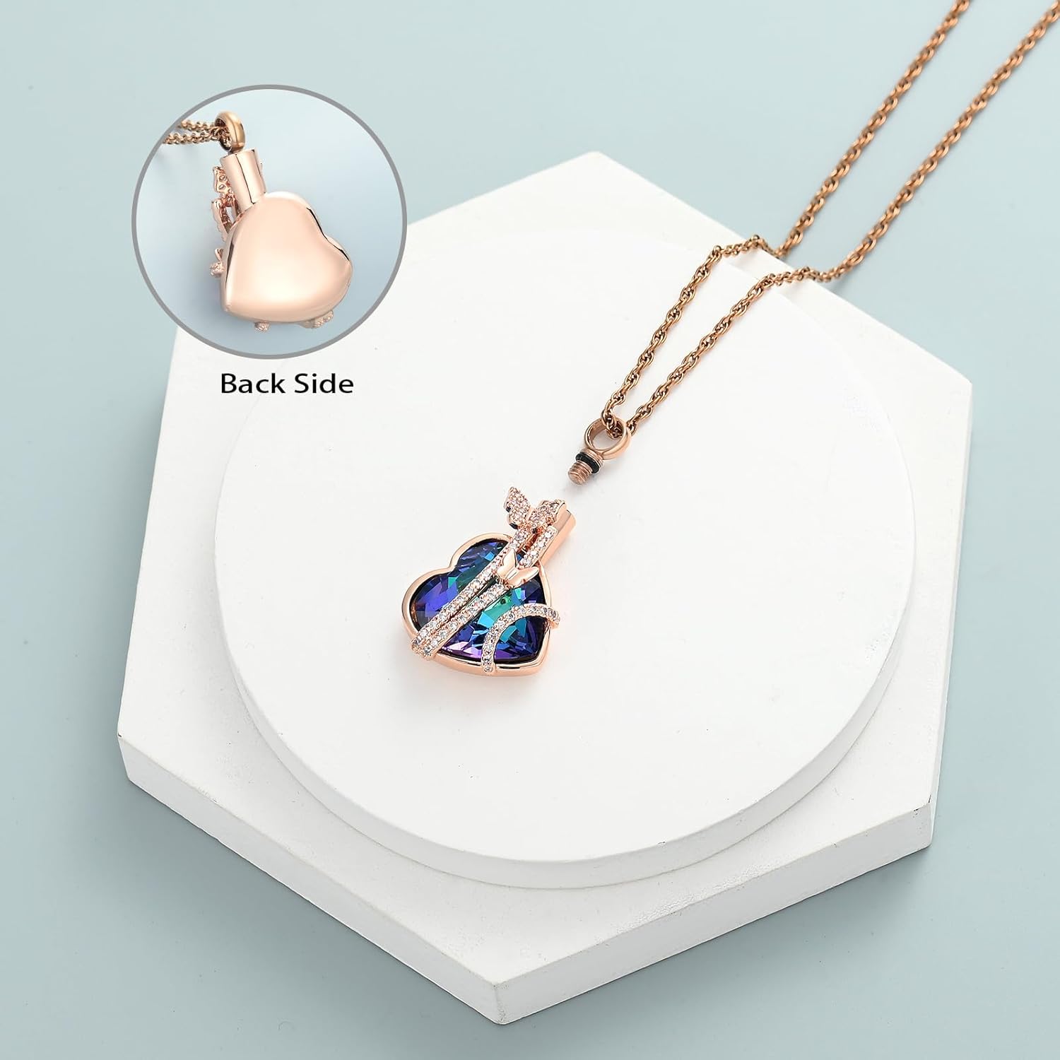 shajwo Butterfly Heart Urn Necklaces Cremation Jewelry for Ashes for Women Men Memorial Human Ashes Pendant - Image 4