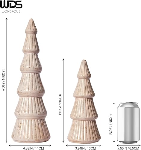 Miniatura 17 de WONDROUS' DECO Figura de árbol de Navidad de madera dorada, figuras de árbol decorativas para mesa, pequeñas figuras de árboles de Navidad dorados