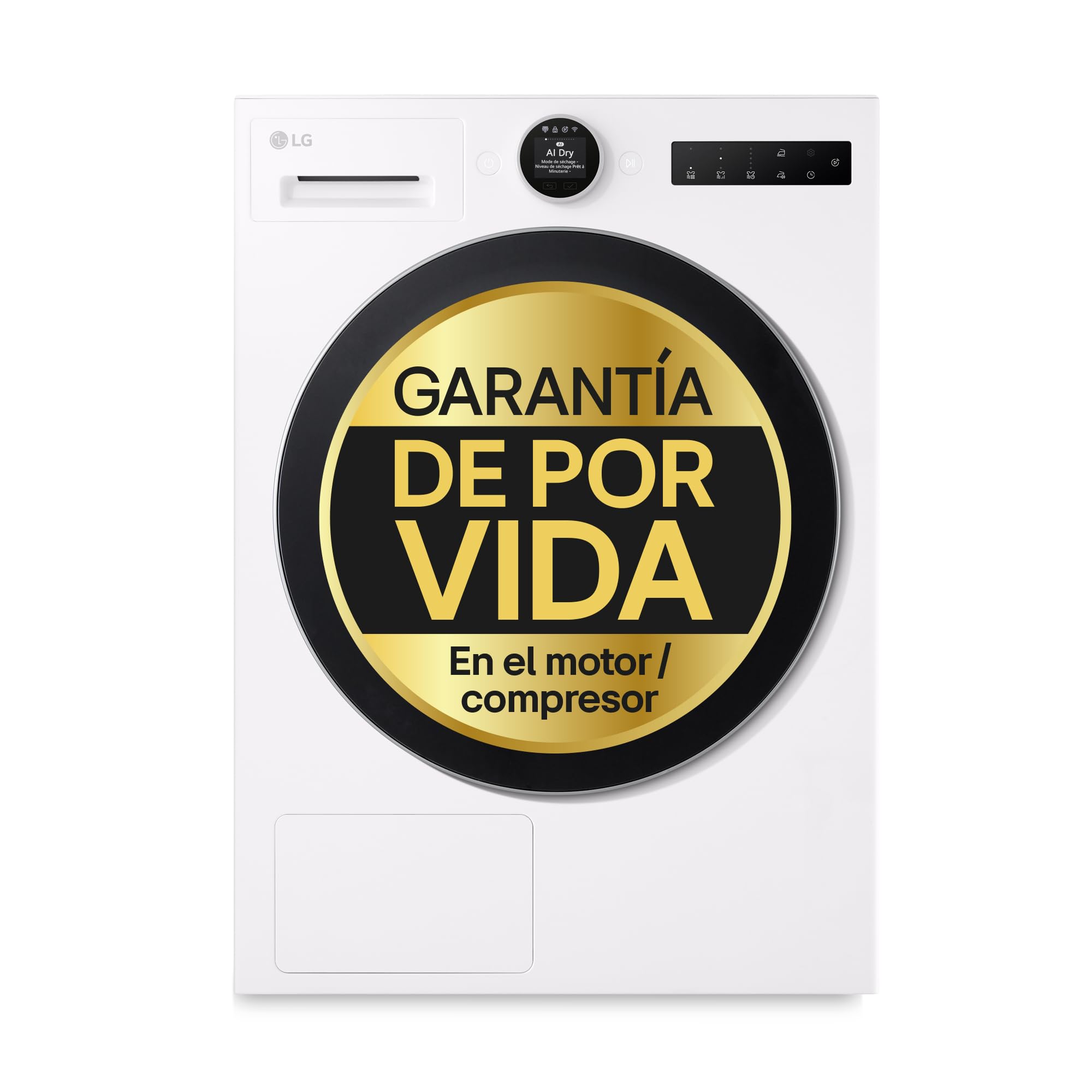 LG RHX7009TWS - Secadora con Inteligencia Artificial 9 kg, Bomba de Calor Dual Inverter, Eficiencia B, Serie 700, Tecnología AI Dry, Eco Hybrid, Conectividad Wi-Fi ThinQ, Blanco
