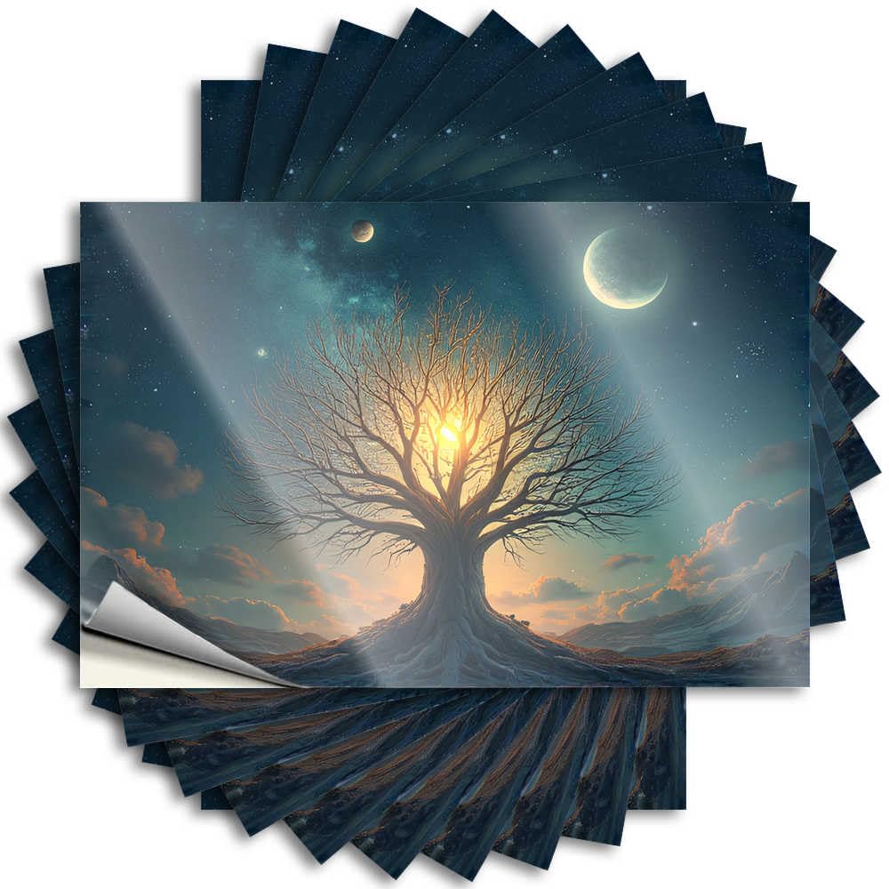 Abipuir - Funny Tree of Life Under the Stars Stickers 10 Car Stickers (12 x 18 cm)