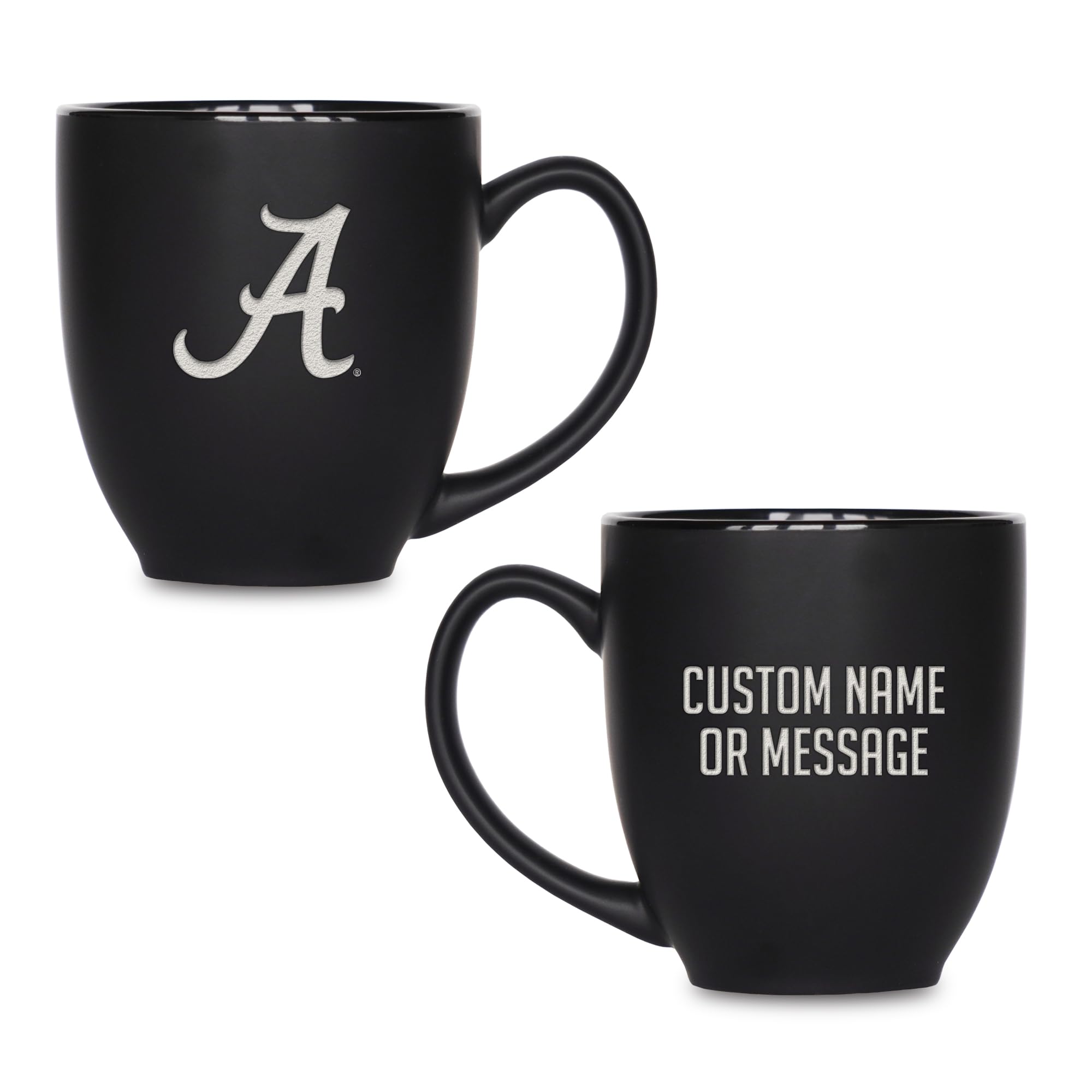 Rico Industries NCAA Primary 15-Oz Personalized Matte Black Bistro Mug - for Hot or Cold Drinks
