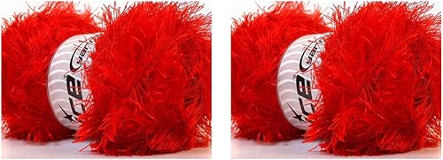 Ice Yarns - Hilo de pelo divertido para pestañas, 3.53 onzas, 164 yardas (492.1 ft), 2 madejas (rojo brillante, 22715)