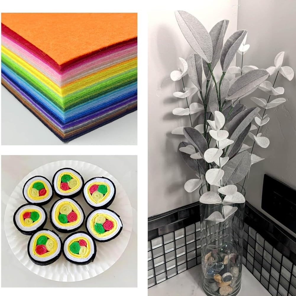 66 sztuk kolorowych filców do majsterkowania, 30 x 40 cm | 66 sztuk płyt filcowych z przędzą, watą wypełniającą, klejem, do cięcia, szycia, do majsterkowania, dekoracji