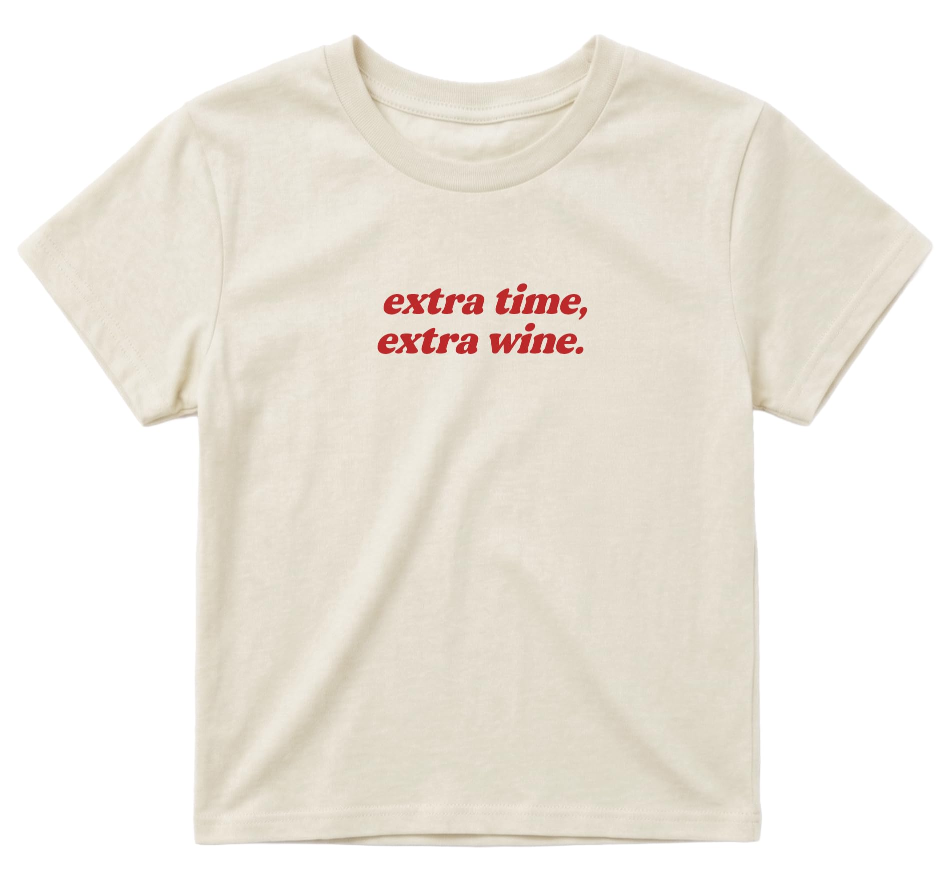 Sanfran Clothing Extra Time, Extra Wine Baby Tee T-Shirt Top World Football Shirt England Scotland Country Team 2026 Soccer Womens Flag Varsity Shirt Natural (Red Text) - Large