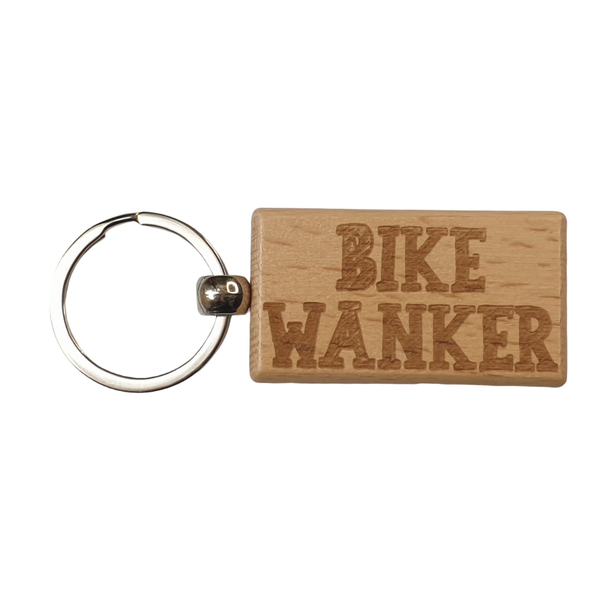Decalarama Brown Bike Keyring Gift Bike Wanker Cute Engraved Wooden Bicycle Rider Key Fob Fun Novelty Nice Custom Present