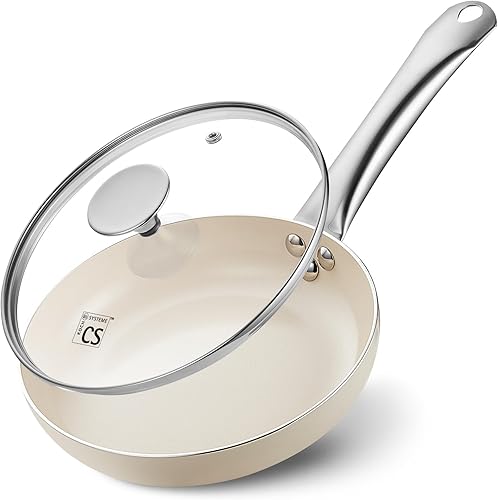 Miniatura 1 de KOCH SYSTEME CS Sartén antiadherente con tapa, sartén antiadherente de 8 pulgadas con mango de acero inoxidable que se mantiene fresco, sartén para