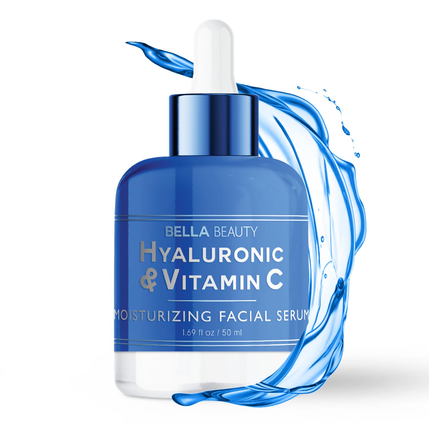Bella Beauty Hyaluronic Acid & Vitamin C Moisturizing Facial Serum - Hydrating, Reduces Wrinkles & Fine Lines, Boosts Collagen - Dermatologist Tested,