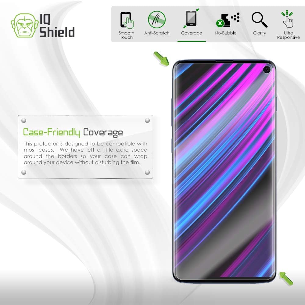 IQShield Screen Protector Compatible with Galaxy S10 6.1 (2-Pack)(Case Friendly) Anti-Bubble Clear TPU Film (NOT Compatible with Verizon Samsung S10 5G 6.7 inch)