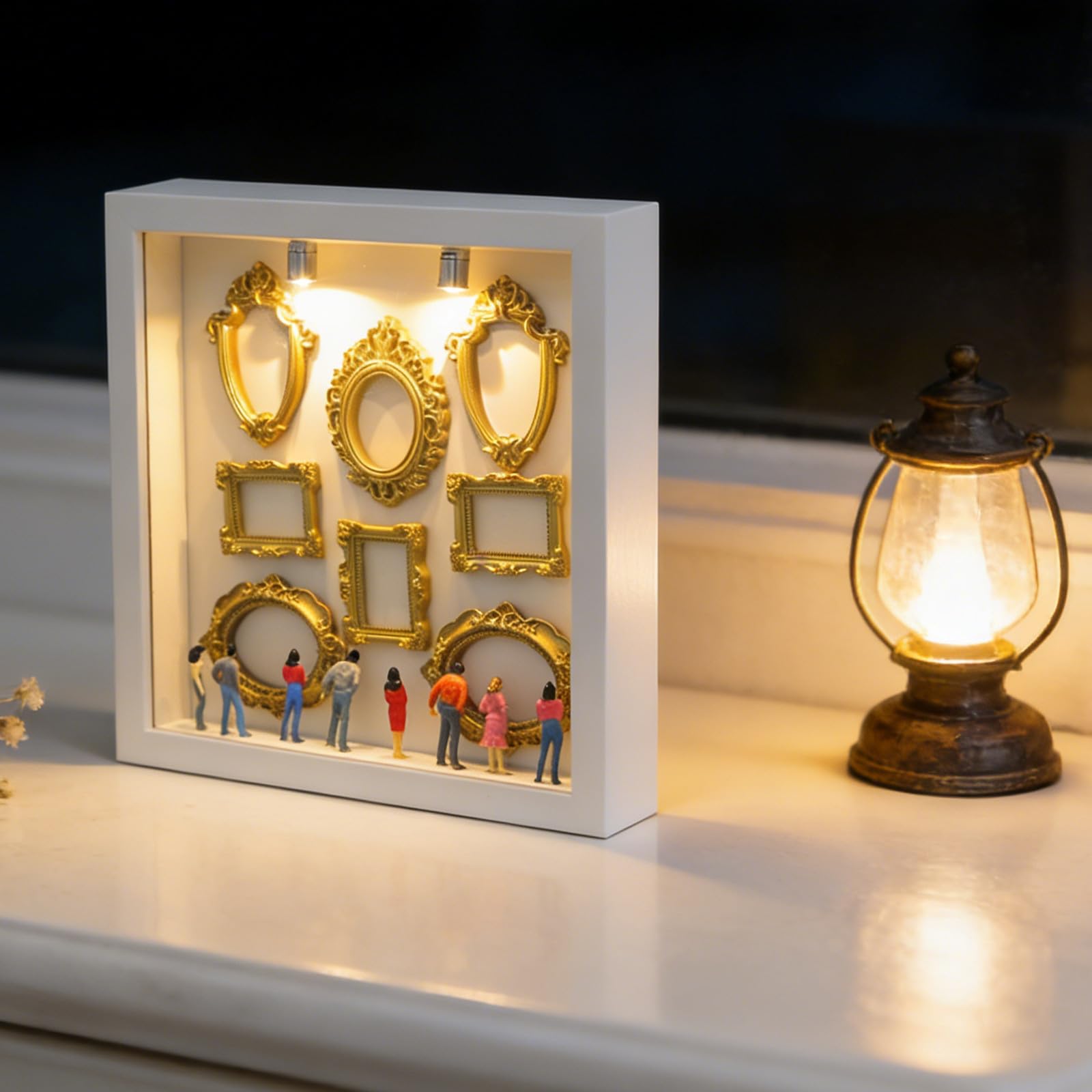 Veemoon Scatola Silhouette Mini Cornice Bianca in Legno e Plastica