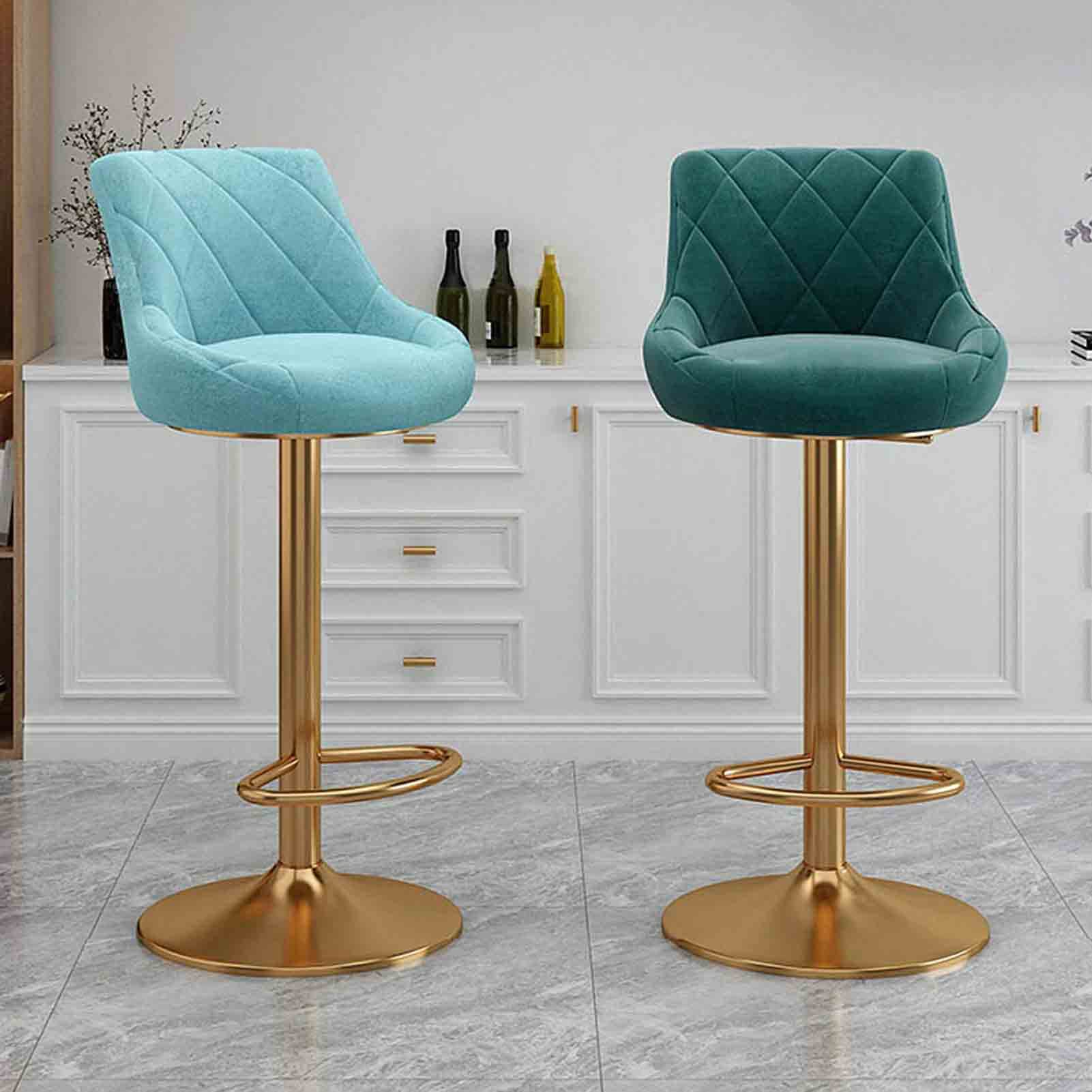 WOLTU 1 PZ Sgabelli da bar Sedia da bar regolabile in altezza con schienale in velluto Sgabello da bancone 360 ° Sgabelli da bistrot girevoli per cucina