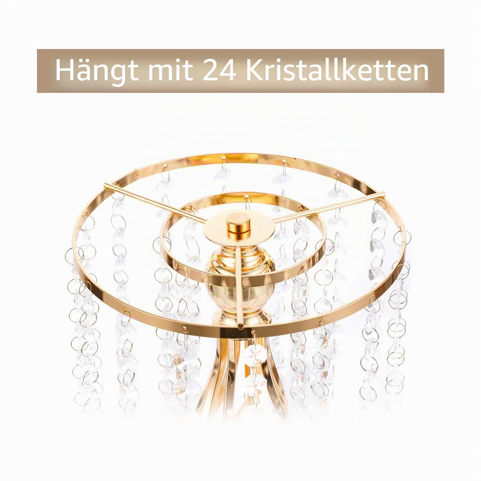 Sziqiqi 10 Stück Hochzeitsvase Für Tische, 55 cm Hohe Metall-goldvasen mit Kristallperlenkette für Hochzeit, Künstliche Blumenarrangements für Party Jubiläum Zeremonie Party Event Empfang