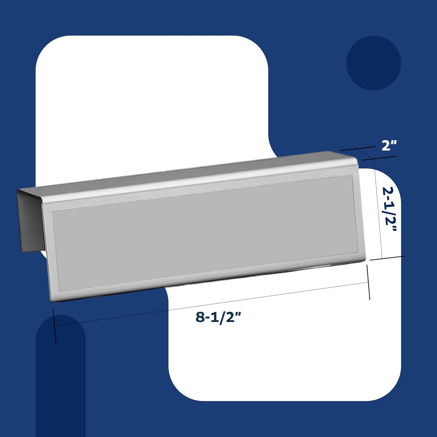 4-Pack 8.5" x 2.5" Cubicle Partition Name Tag - Silver Border 2" Hook - Holder for Custom Plate – Desk or Partition Use – Silver Frame – 2" x 8" Insert for Wall Display By Plastic Products Mfg - Image 3