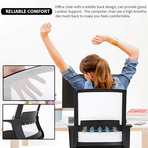 Miniatura 7 de BestOffice Silla de computadora, silla de oficina, silla de escritorio barata, giratoria, ergonómica, soporte lumbar ejecutivo, silla de malla,
