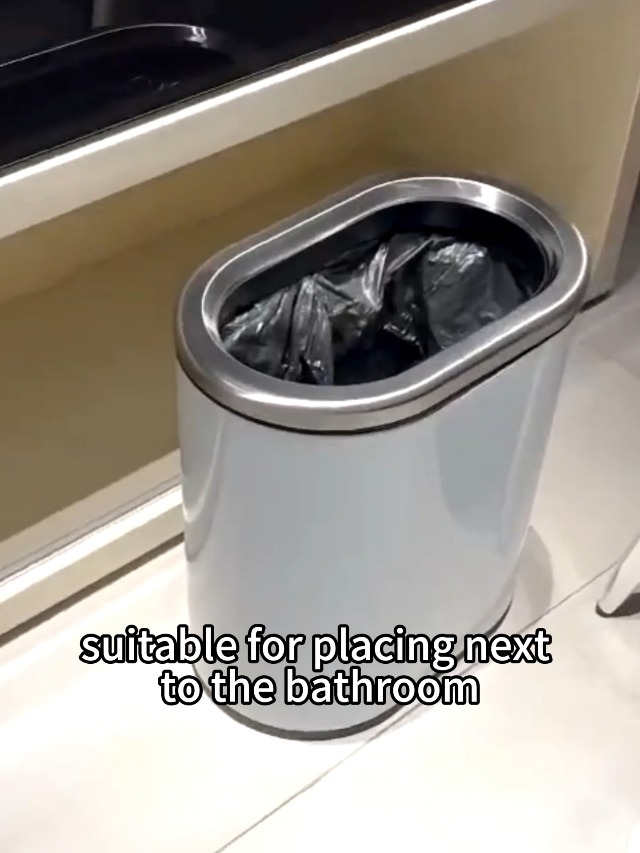 Image of 2.4 Gallon Small Kitchen Trash can, White and Silver Garbage Can, Open Top, Narrow Tiny Waste Basket, for Near Desk Bathroom Bedroom Office Hotel Home (White)