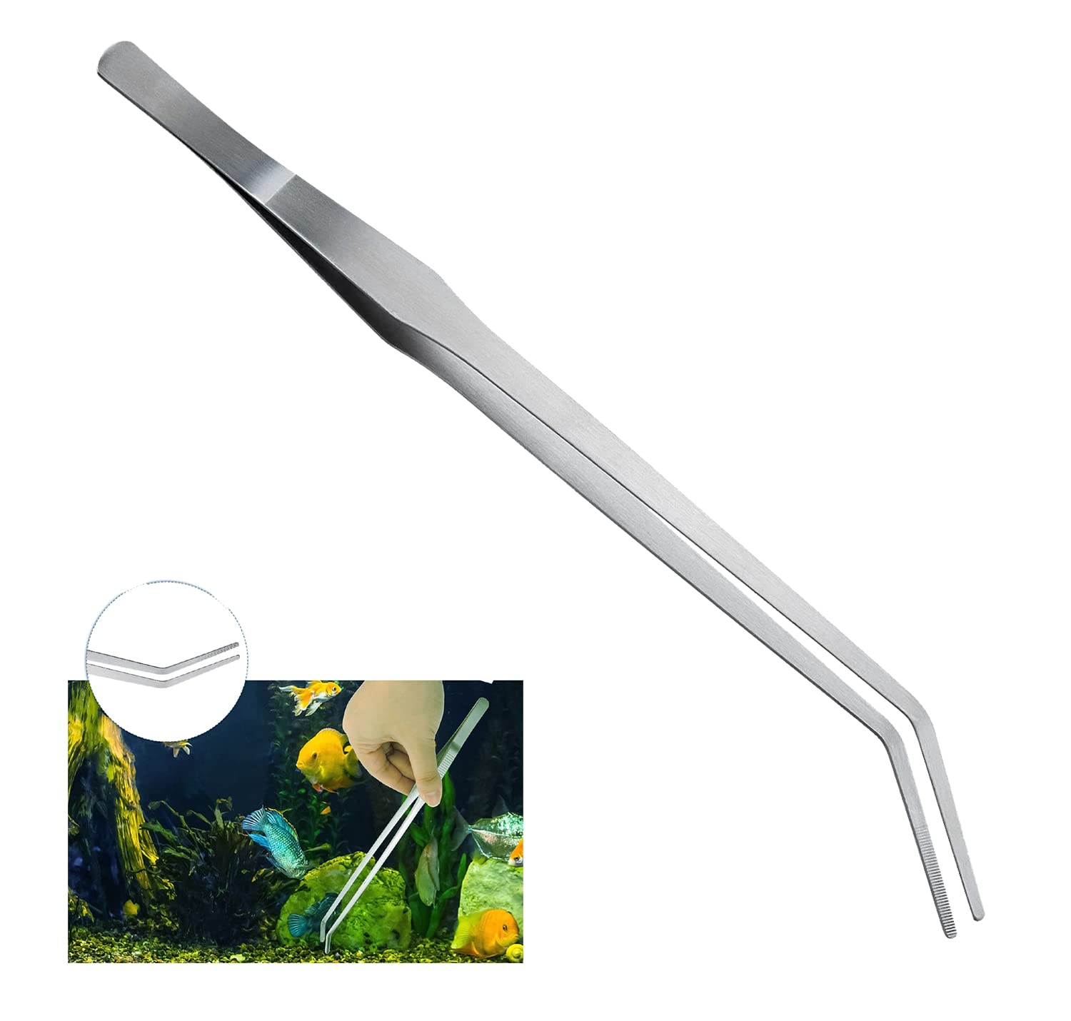Sage Square Aquarium Straight Tweezer, Stainless Steel, Aquascape Tools, Feeding Tongs, Rust-Resistant, Corrosion-Resistant, Durable, Non-Slip Design,Polished, Shiny (38cm)